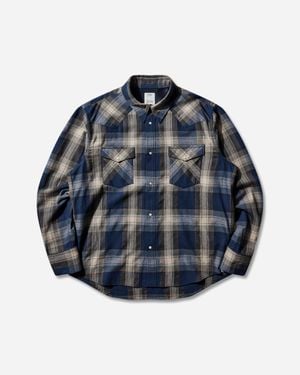 Visvim Men S Four Corners Longsleeve Shirt - Blue
