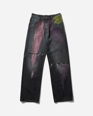 MM6 by Maison Martin Margiela S Chalk Print 5-Pocket Denim Trousers - Grey