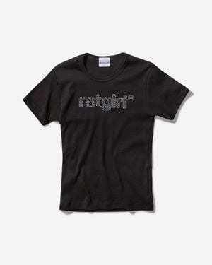 Stray Rats S Rhinestone Ratgirl Baby Tee - Black