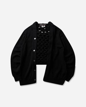 Comme des Garçons S Layered Crochet Wool Cardigan - Black