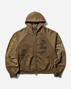 PROJECT G/R Men S Reconstructed Folded Zip Hoodie Khaki - Brown