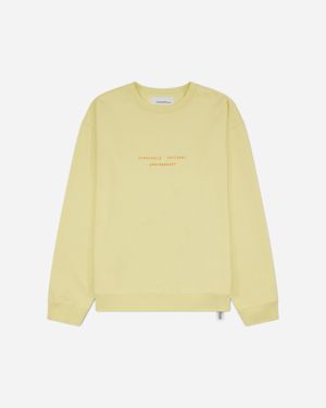 Oamc Peacemaker Men S Landart 02 Print Loose Fit Crewneck Sweatshirt Light - Yellow