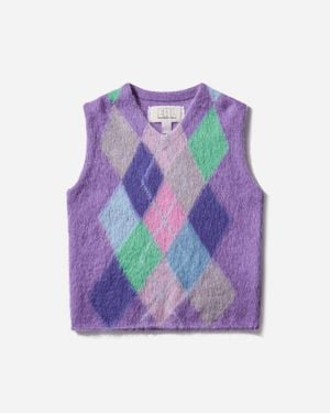 ERL Argyle Mohair Vest - Purple
