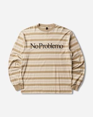 No Problemo Striped Longsleeve T-Shirt Sand - Natural