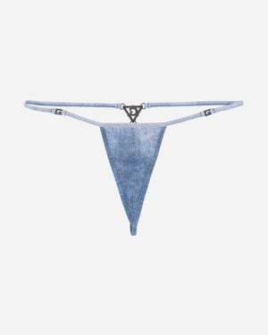 Guess Women S Triangle Thong Denim - Blue