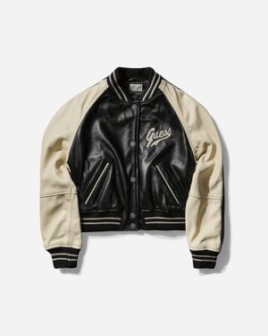 Guess Leather Varsity Jacket Jet - Black