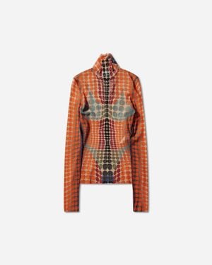 Jean Paul Gaultier Women S Re-edition Dots Mesh Top Orange