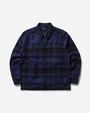 Noah Men S Heavyweight Zip-up Flannel Shirt Black / Blue