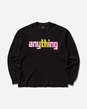 Anything S Midtown Logo Waffle Knit Top - Black