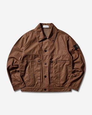 Stone Island Men S Double-coated Cotton Ripstop Coach Jacket Shadow - Brown