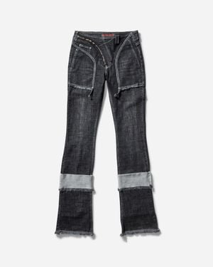 黒 レザー ラップジーンズ XS