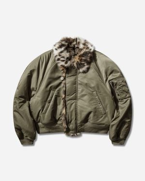 Protocol Index Exaggerated Shoulder Fur N2B Jacket - Green
