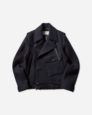 Dries Van Noten Men S Short Wool Trench Coat Midnight - Blue