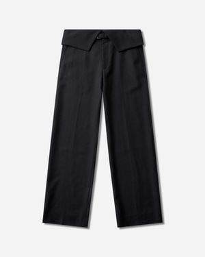 Dries Van Noten S Folded Wool Pants - Blue