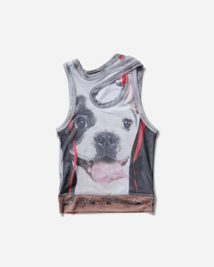 OTTOLINGER S Mesh Tank Top Dog Print - Blue