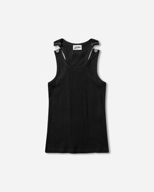 Jean Paul Gaultier Women S Overall Buckles Ribbed Tank Top - Black