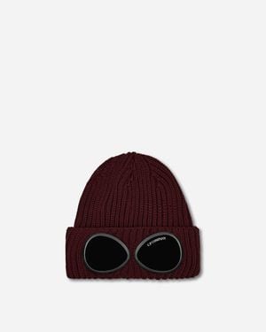 C.P. Company Extra Fine Merino Wool goggle Beanie Andorra - Red