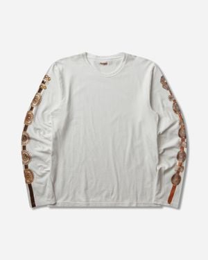 Kapital S 20/-Jersey Crew Longsleeve T-Shirt (Concho Belt Sleeve) - Grey