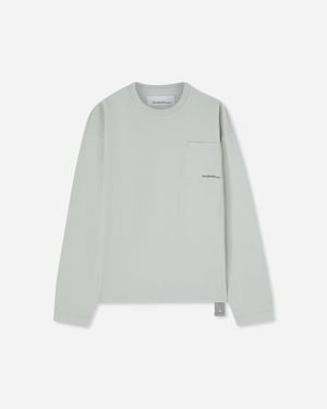 Oamc Peacemaker Men S Lighter Longsleeve Pocket T-shirt Ice Flow - Grey