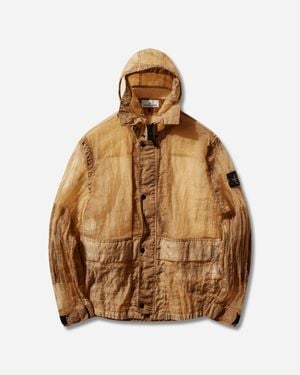 Stone Island Men S Faded Camo Monofilament-ovd Jacket Tangerine - Brown
