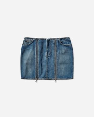 Jean Paul Gaultier Women S Zipped Denim Skirt - Blue