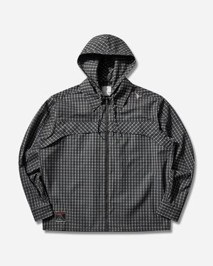 ROA Men S Aair Floweave Printed Check Long Sleeve Hooded Shirt Anthracite - Black