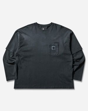 Champion S Nowhere College Front Pocket Longsleeve T-Shirt - Black