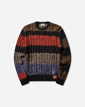 Aries Mohair Cable Stripe Sweater - Red