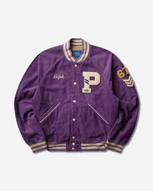Polo Ralph Lauren Corduroy Letterman Jacket New Washed - Purple