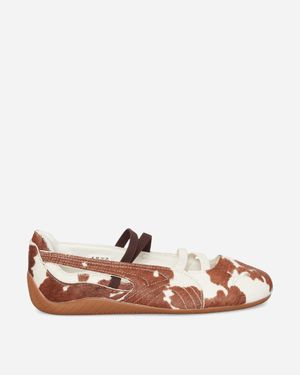 PUMA Women S Speedcat Ballet Cow Print Shoes Chocolate / Warm White - Brown