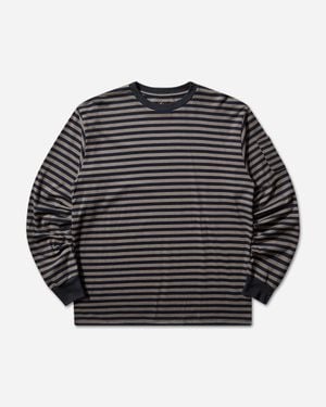 Needles Men S Stripe Crewneck Longsleeve T-shirt Navy / Mocha - Black