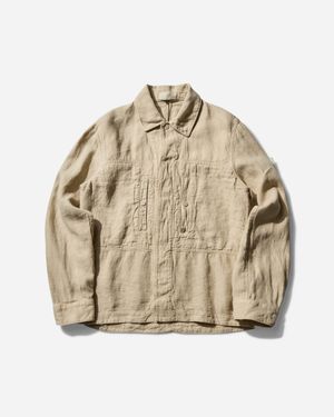 Stone Island Men S Ghost Piece Diagonal Linen Overshirt - Natural