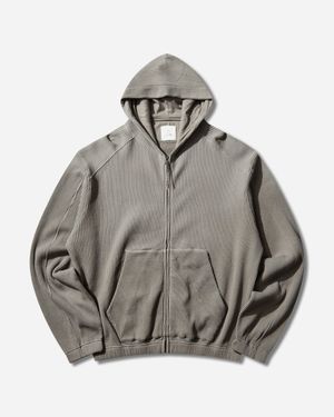 ROA Men S Bee Sun Faded Organic Waffle Zip Up Hoodie - Grey