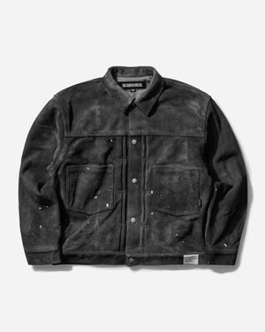 Neighborhood Men S Drip Suede Jacket - Black