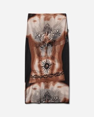 Jean Paul Gaultier Women S Re-edition Safe Sex Tattoo Long Skirt Black - Brown