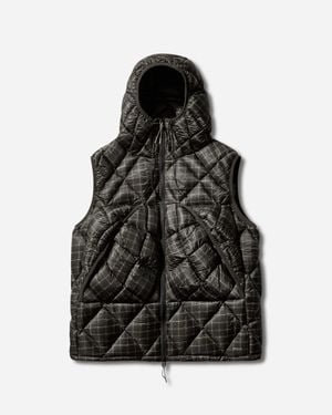 ROA Men S Nuna 600 Fill Power Printed Check Hooded Down Vest Anthracite - Black