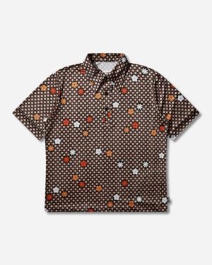 MM6 by Maison Margiela Men S Floral Polo Shirt Black / Red - Brown