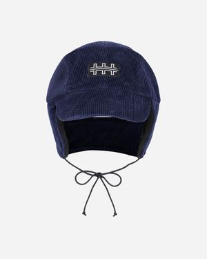 The Trilogy Tapes Corduroy Earflap Cap Navy - Blue