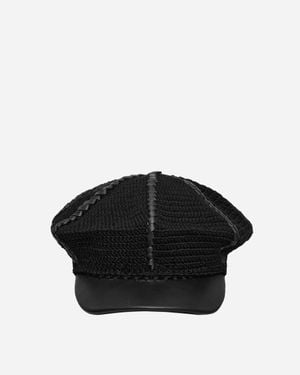 SSU Ursa Leather Lace Bakerboy Cap - Black