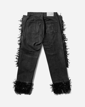 Undercover Beaded Fringe Trim Jeans in Black | Lyst