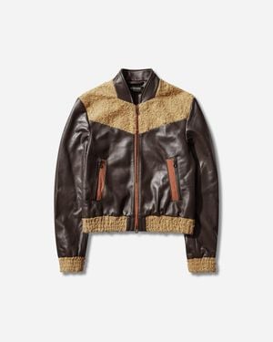 Kiko Kostadinov S Konrad Leather Jacket Coffee - Black