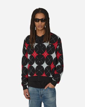 AWAKE NY Argyle Knit Cardigan - Black