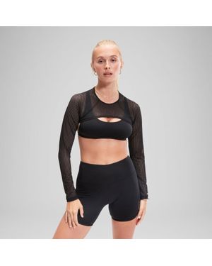 Speedo Flu3Nte Long Sleeve Crop Top - Black