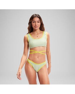 Speedo Flu3Nte Gingham Wrap Crop Top - Orange