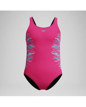 Speedo Mädchen Placement Muscleback Badeanzug/Türkis - Pink