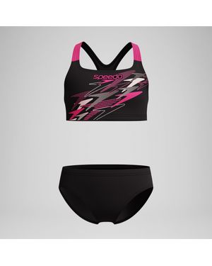 Speedo Mädchen Medley Logo Racerback Bikini Schwarz