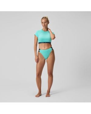 Speedo Flu3Nte Logo Elastisches Crop-Top Türkis Für Damen - Blau