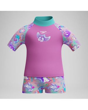 Speedo Kurzärmliges Rash-Top-Set Mit Digitaldruck Für Mädchen - Lila