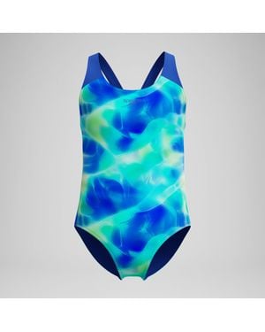Speedo Mädchen Splashback Badeanzug Mit Print Blau/Blau