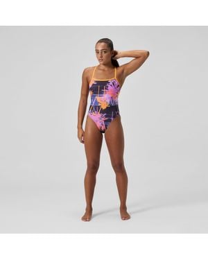 Speedo Printed Web Back One Piece - Red